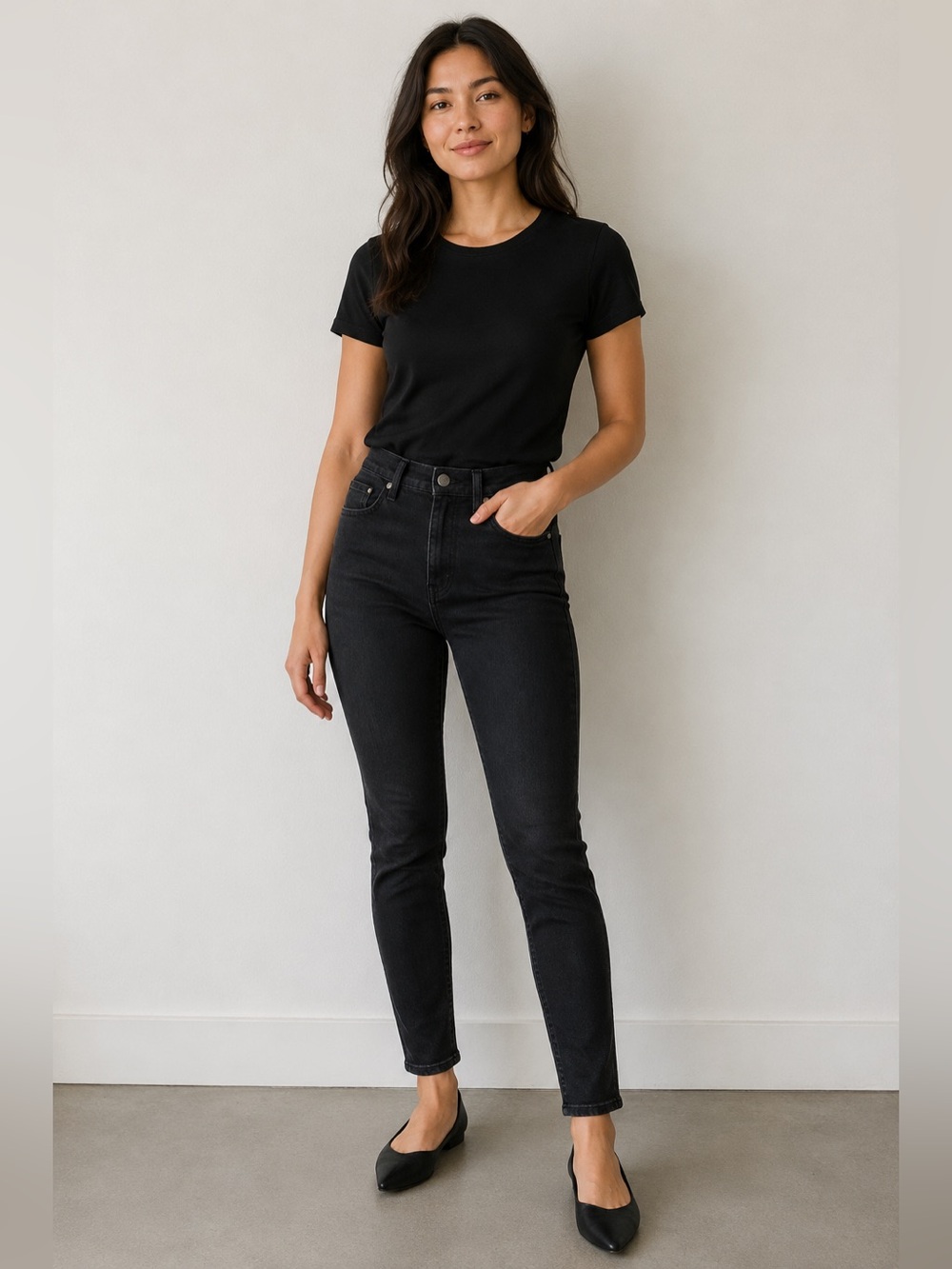 Everlane Black Skinny High Rise Cotton Blend Classic Versatile Jeans Size 26”